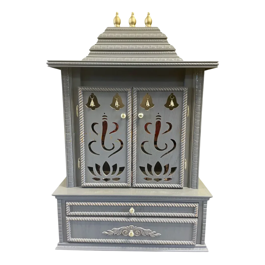 Brahmjyot Teak Wood Mandap White with Door