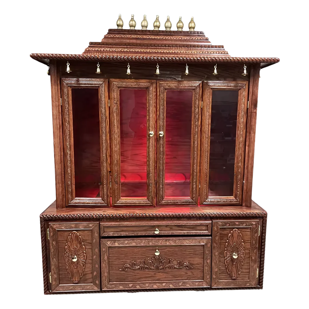 Shubhkamna Teak Wood Mandap Brown with Door